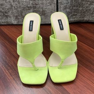 Electric Green Nine West mules